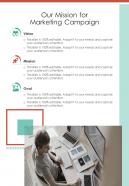 Our Mission For Marketing Campaign One Pager Sample Example Document