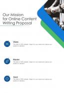 Our Mission For Online Content Writing Proposal One Pager Sample Example Document
