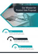 Our Mission For Product Sale Proposal One Pager Sample Example Document