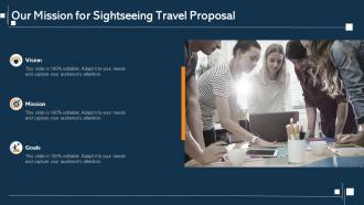 Our mission for sightseeing travel proposal ppt slides background