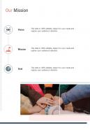 Our Mission Marketing Recap One Pager Sample Example Document