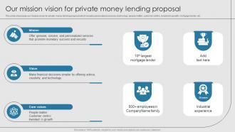Our Mission Vision For Private Money Lending Proposal Ppt Powerpoint Presentation Professional