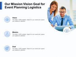 Our mission vision goal for event planning logistics n123 powerpoint presentation display
