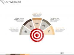 Our mission with semi circle full of icons ppt slides