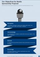 Our Objectives For Media Sponsorship Proposal One Pager Sample Example Document