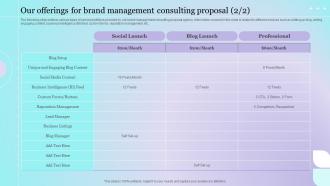 Our Offerings For Brand Management Consulting Proposal Ppt Graphics Graphical Idea
