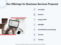 Our Offerings For Business Services Proposal Ppt Powerpoint Presentation Model