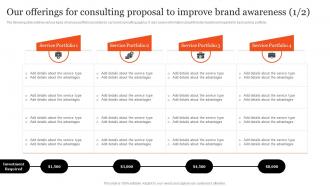 Our Offerings For Consulting Proposal To Improve Brand Awareness Ppt Icon Aids