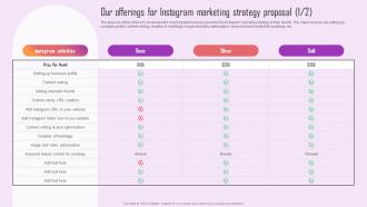 Our Offerings For Instagram Marketing Strategy Proposal Ppt Topics