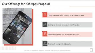 Our offerings for ios apps proposal ppt visual aids summary