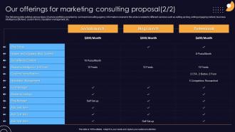 Our Offerings For Marketing Consulting Proposal Ppt Layouts Graphic Tips Analytical Unique