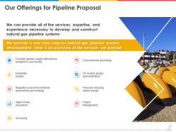 Our Offerings For Pipeline Proposal Ppt Powerpoint Presentation Styles Display