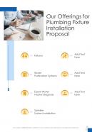 Our Offerings For Plumbing Fixture Installation Proposal One Pager Sample Example Document