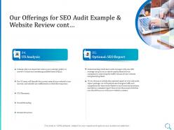 Our offerings for seo audit example and website review cont ppt powerpoint slides