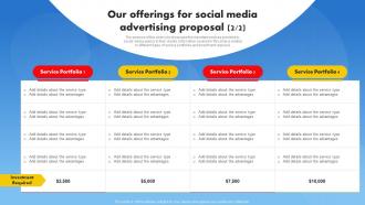 Our Offerings For Social Media Advertising Proposal Colorful Ideas