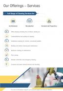 Our Offerings Services Cleaning Services Proposal One Pager Sample Example Document