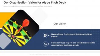 Our organization vision for alyce pitch deck ppt powerpoint presentation layouts layouts