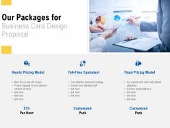 Our packages for business card design proposal ppt powerpoint presentation model
