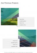 Our Previous Projects Solar Rooftop Project Proposal One Pager Sample Example Document