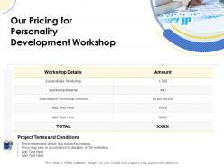 Our pricing for personality development workshop ppt powerpoint introduction