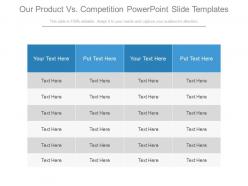 Our Product Vs Competition Powerpoint Slide Templates