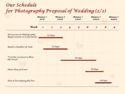 Our schedule for photography proposal of wedding checklist ppt powerpoint presentation slides