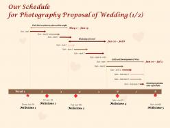 Our schedule for photography proposal of wedding milestone ppt powerpoint presentation gallery
