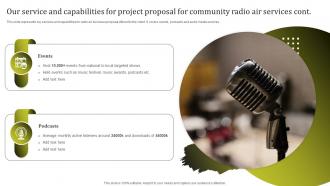 Our Service And Capabilities For Project Proposal For Community Radio Air Services Ppt Slides