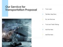 Our service for transportation proposal ppt powerpoint presentation slides grid