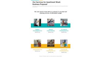 Our Services For Apartment Wash Business Proposal One Pager Sample Example Document
