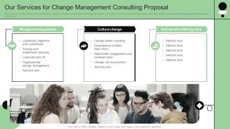 Our Services For Change Management Consulting Proposal Ppt Styles Graphics Example
