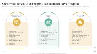 Our Services For End To End Property Administration Service Proposal Ppt Layouts Show