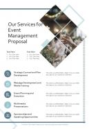 Our Services For Event Management Proposal One Pager Sample Example Document