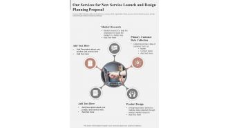 Our Services For New Service Launch And Design Planning Proposal One Pager Sample Example Document