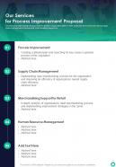 Our Services For Process Improvement Proposal One Pager Sample Example Document