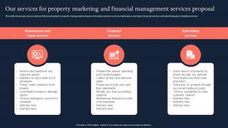 Our services for property marketing and financial management services proposal ppt pictures