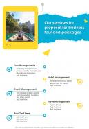 Our Services For Proposal For Business Tour And Packages One Pager Sample Example Document