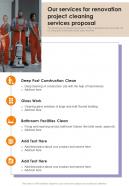 Our Services For Renovation Project Cleaning Services Proposal One Pager Sample Example Document