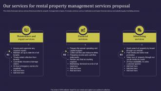 Our Services For Rental Property Management Services Proposal Ppt Diagrams