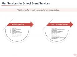 Our services for school event services ppt powerpoint presentation styles pictures