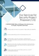 Our Services For Security Project Proposal One Pager Sample Example Document