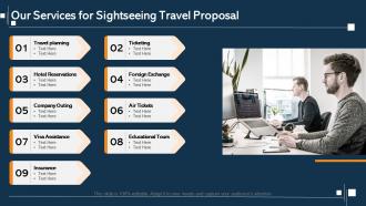 Our services for sightseeing travel proposal ppt slides