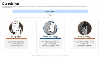 Our Solution Financial Innovation Company Investor Funding Elevator Pitch Deck