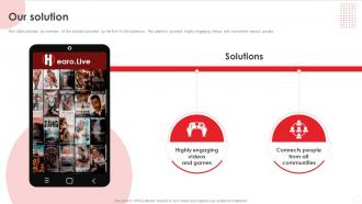 Our Solution Hearo Live Seed Round Investor Funding Elevator Pitch Deck
