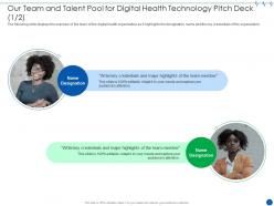 Our team and talent pool for medical it investor funding elevator funding ppt guidelines