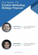 Our Team Content Marketing Strategy Proposal One Pager Sample Example Document