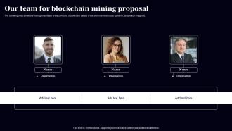 Our Team For Blockchain Mining Proposal Ppt Gallery Infographic Template