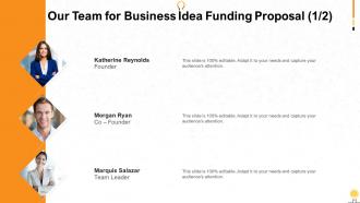 Our team for business idea funding proposal