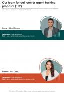 Our Team For Call Center Agent Training Proposal One Pager Sample Example Document