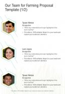 Our Team For Farming Proposal Template One Pager Sample Example Document
